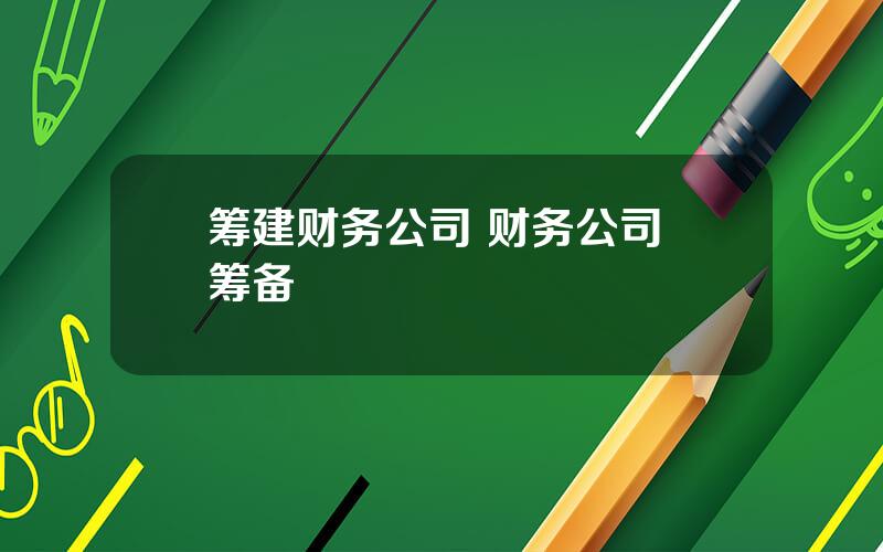筹建财务公司 财务公司 筹备